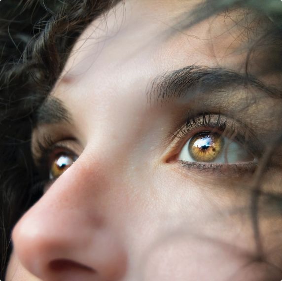 close up of a women with brown eyes